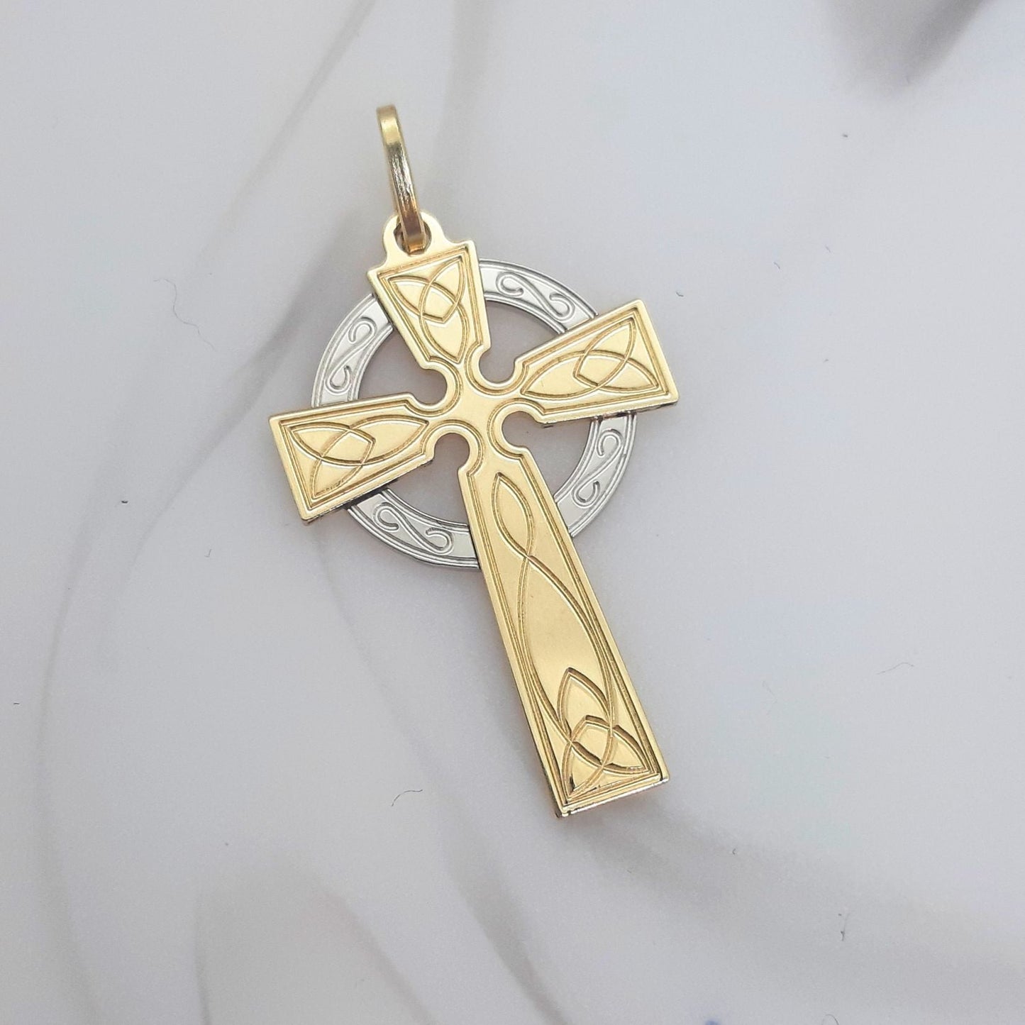 9ct 25mm Celtic Cross Two Tone