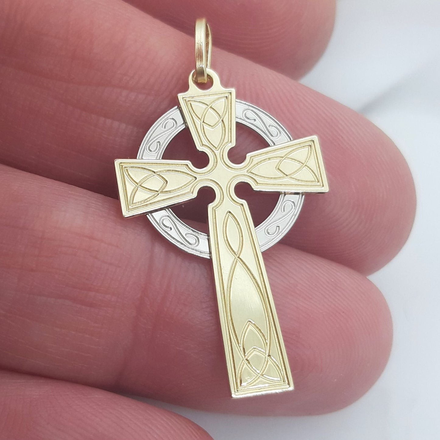 9ct 25mm Celtic Cross Two Tone