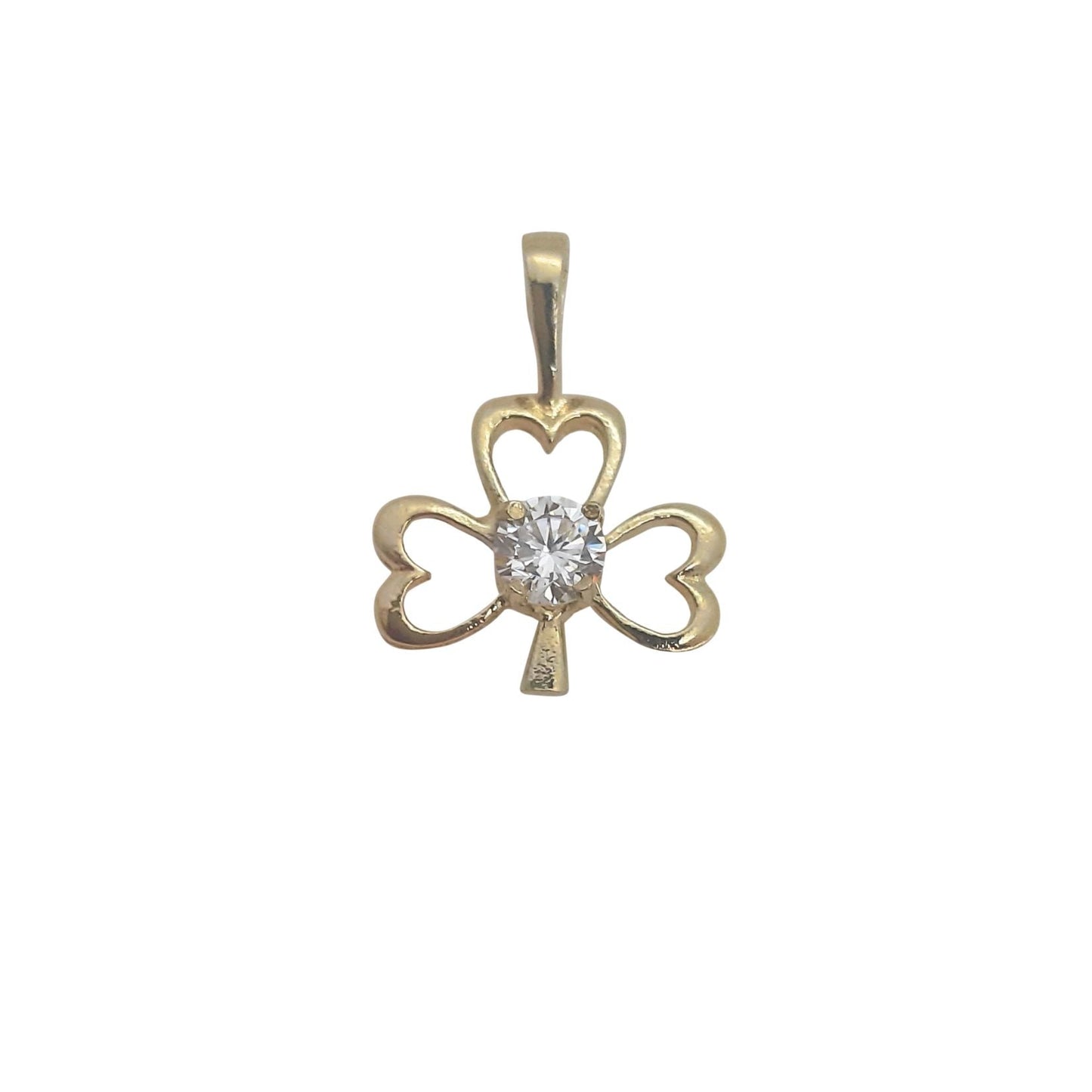 9ct Open Shamrock CZ