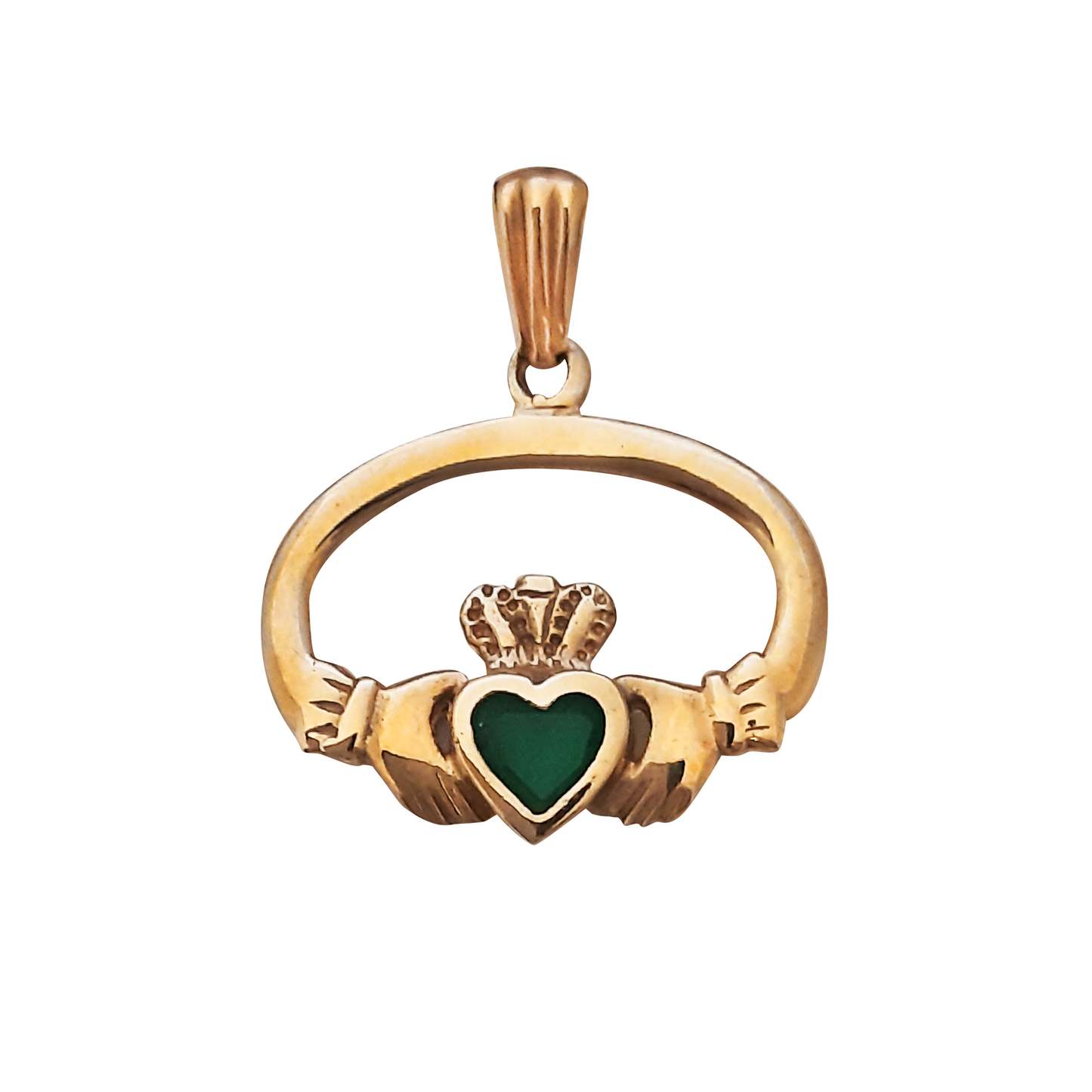 Oval Claddagh Green Heart