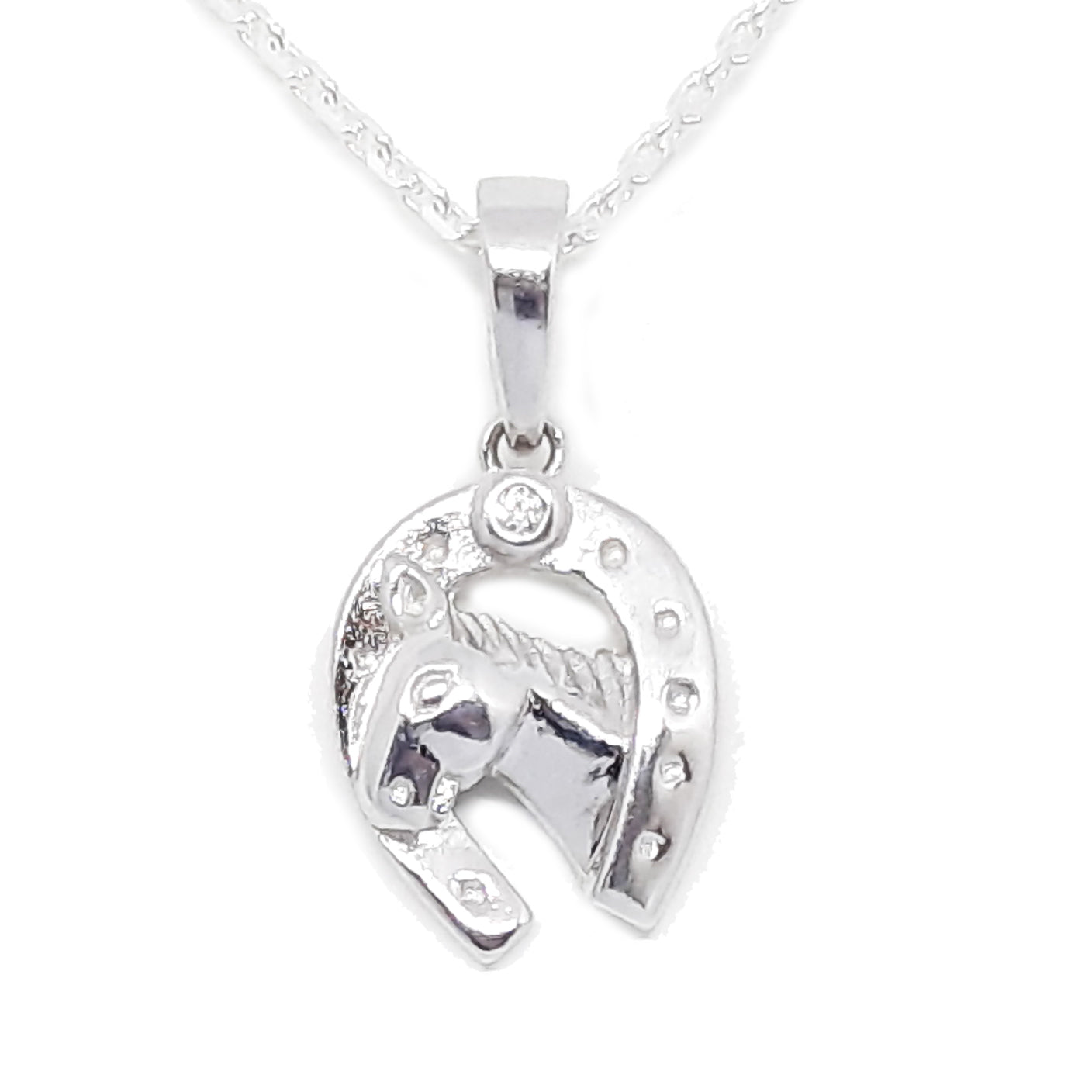 Horse Head In Horse Shoe Cz