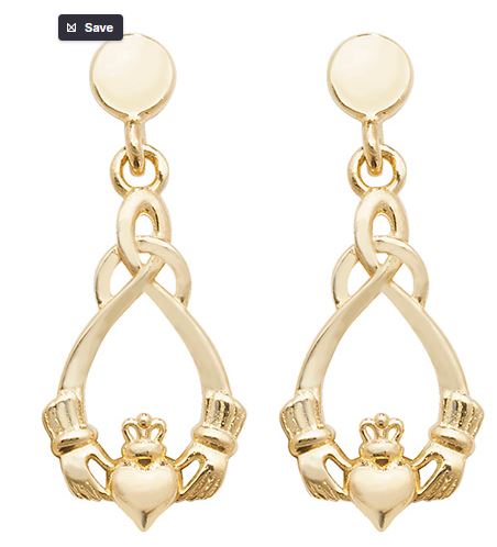 9ct Claddagh Drop