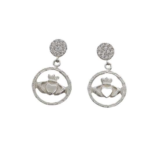 Claddagh Circle Drop Cz Stud